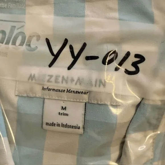 Mizzen+Main Mens Performance Menswear Plaid Short Sleeve Shirt Blue White Medium - Picture 8 of 8